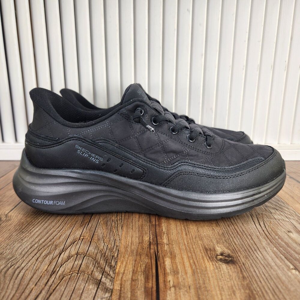 Skechers Work Slip-Ins Contour Foam Cozy Fit SR Shoes Womens Sz 9.5 Triple Black